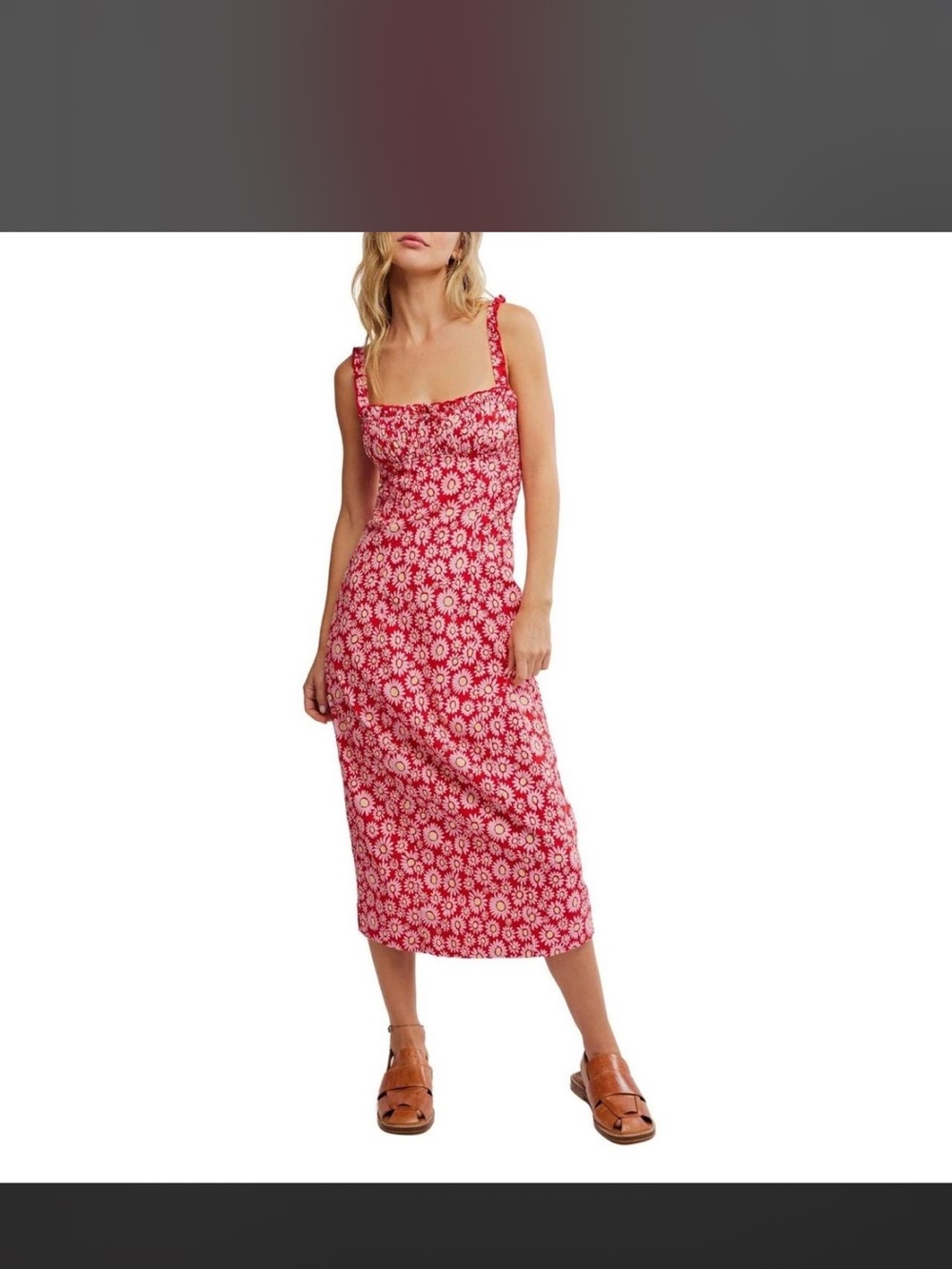 Free People Tomato Daisy Print Midi Dress - Picture 5 of 12